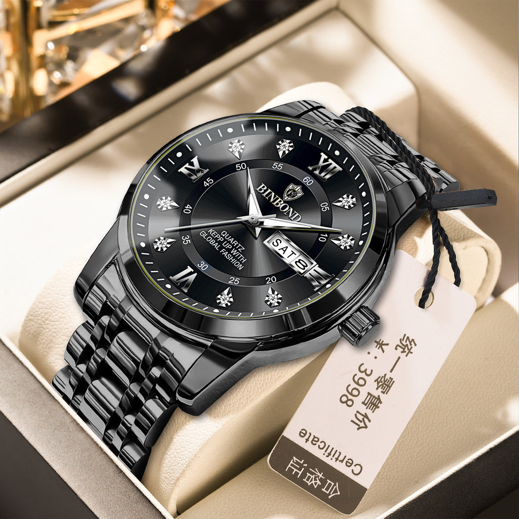 Binbang Business Light-Luxury Quartz Montre pour hommes