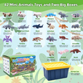 21PCS Mini figurines animales imprimées 3D avec 2 boîtes de rangement