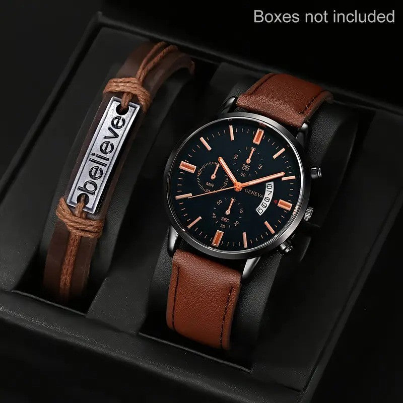 Ensemble de montres à quartz minimaliste noir pour hommes