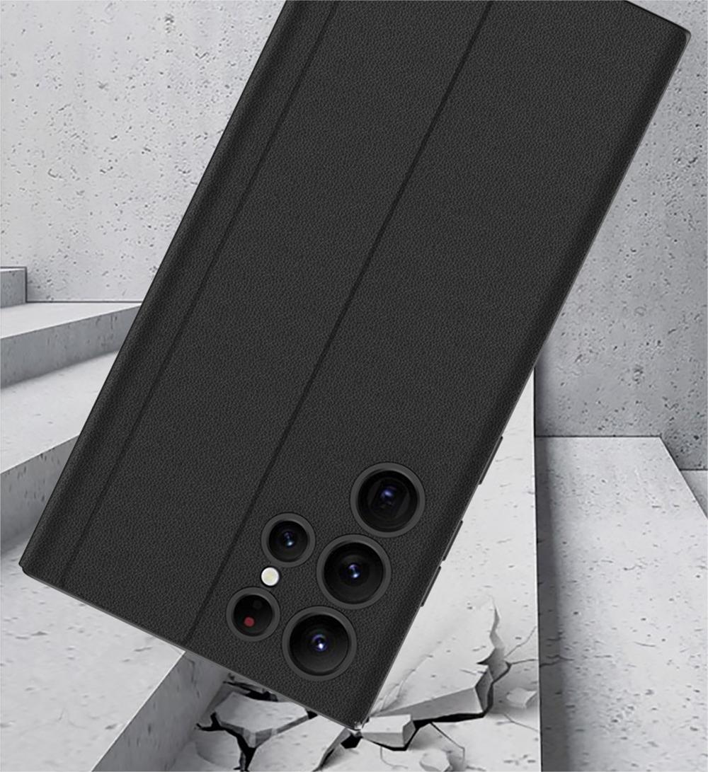 Boîtier de téléphone en cuir tout compris à aspiration magnétique à trous fins