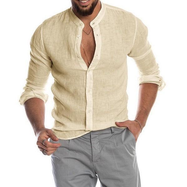 Linge de maison à col V Cardigan Manches longues Chemise Homme