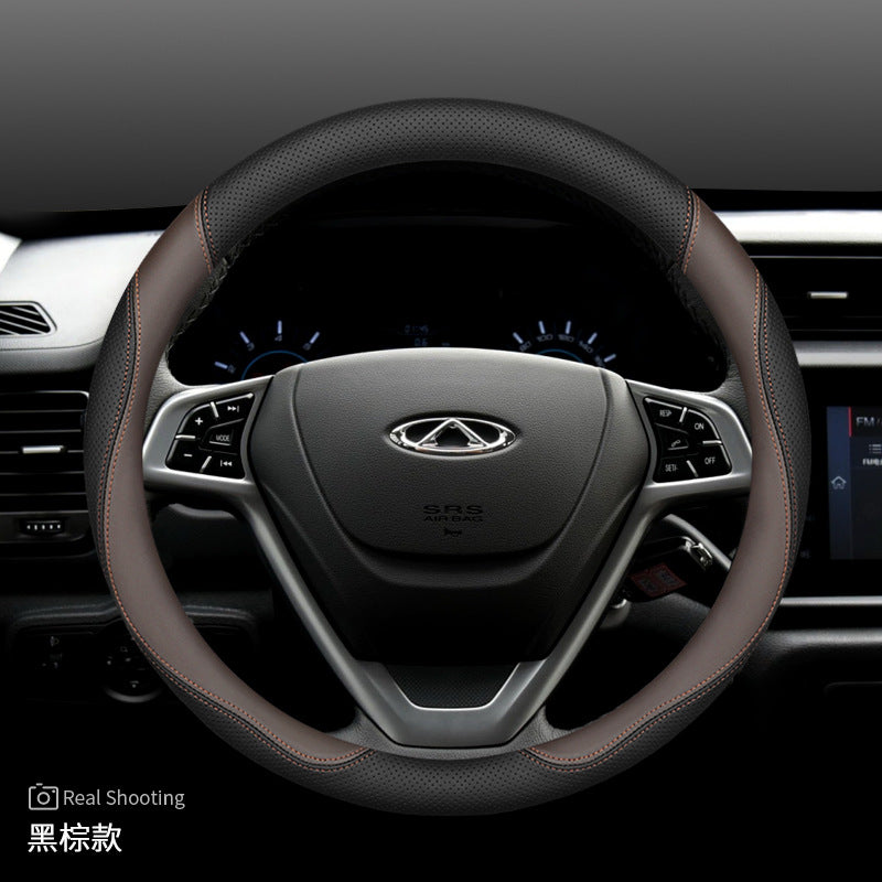 Sporty Style Leather Steering Wheel Cover
