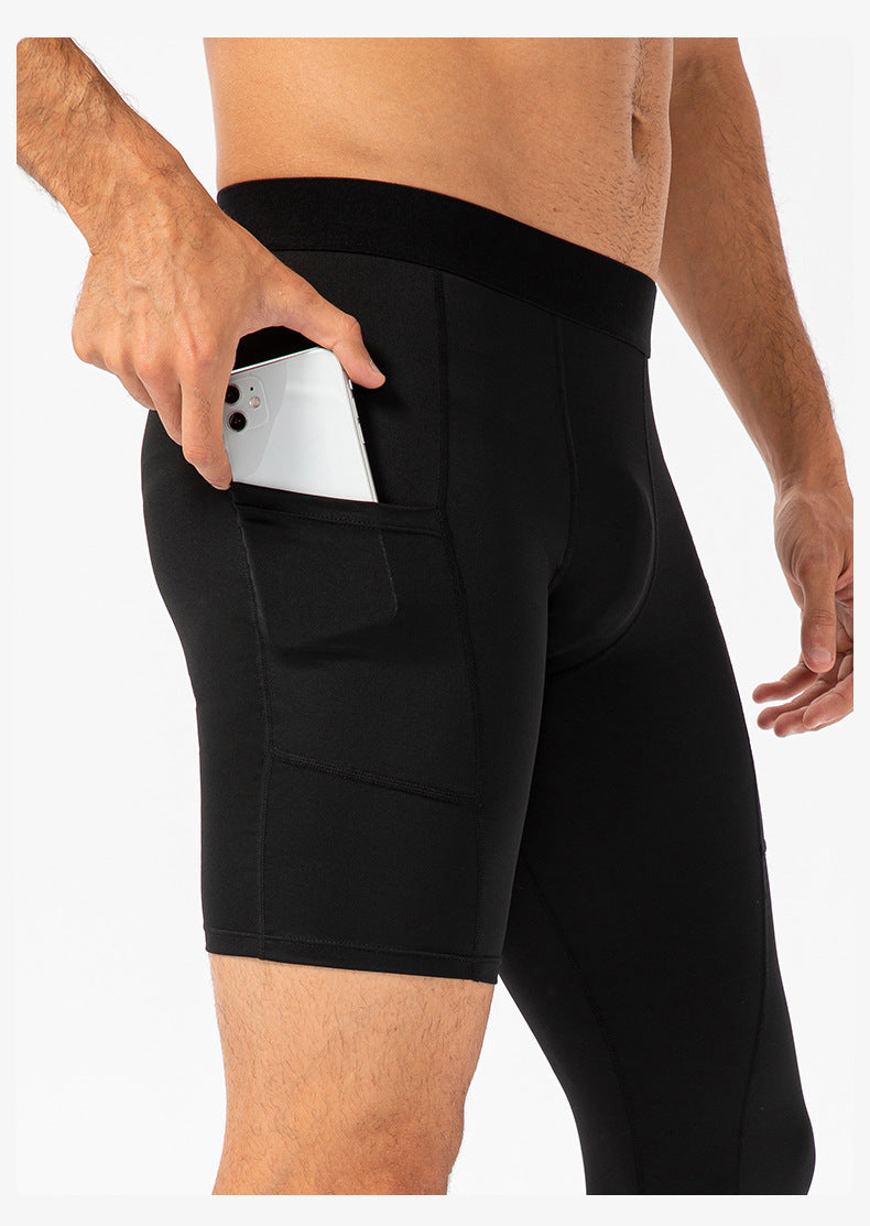 Pantalon de fitness à jambes simples pour hommes Longueur de la poche