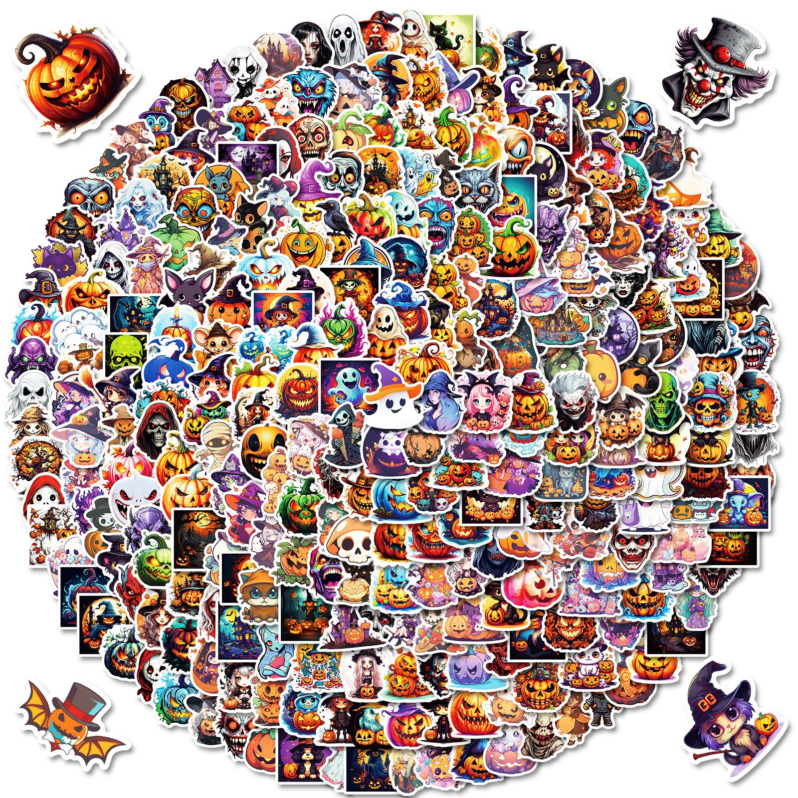 300 Stickers Ghost Graffiti Stickers Soupir de citrouille de dessin animé Halloween Décoration Sticke