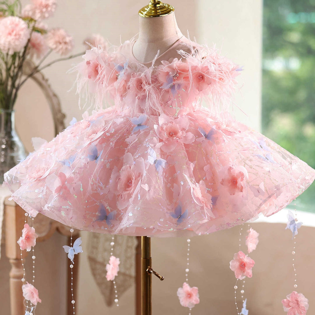 Robe de puffe florale ultra-tulle pour filles