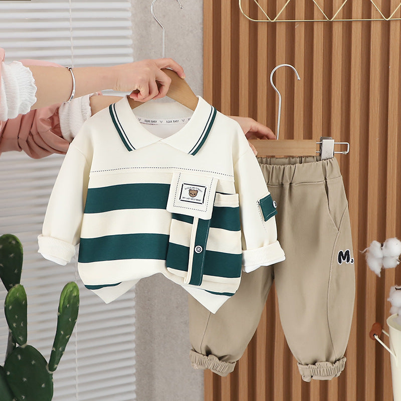 Garçons et filles rayés Grande poche Lapels costume