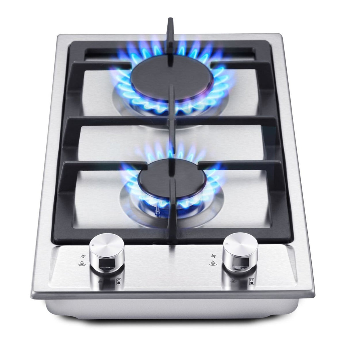 2 poêle à gaz Hob 30cm en acier inoxydable Cuisine intégrée au gaz