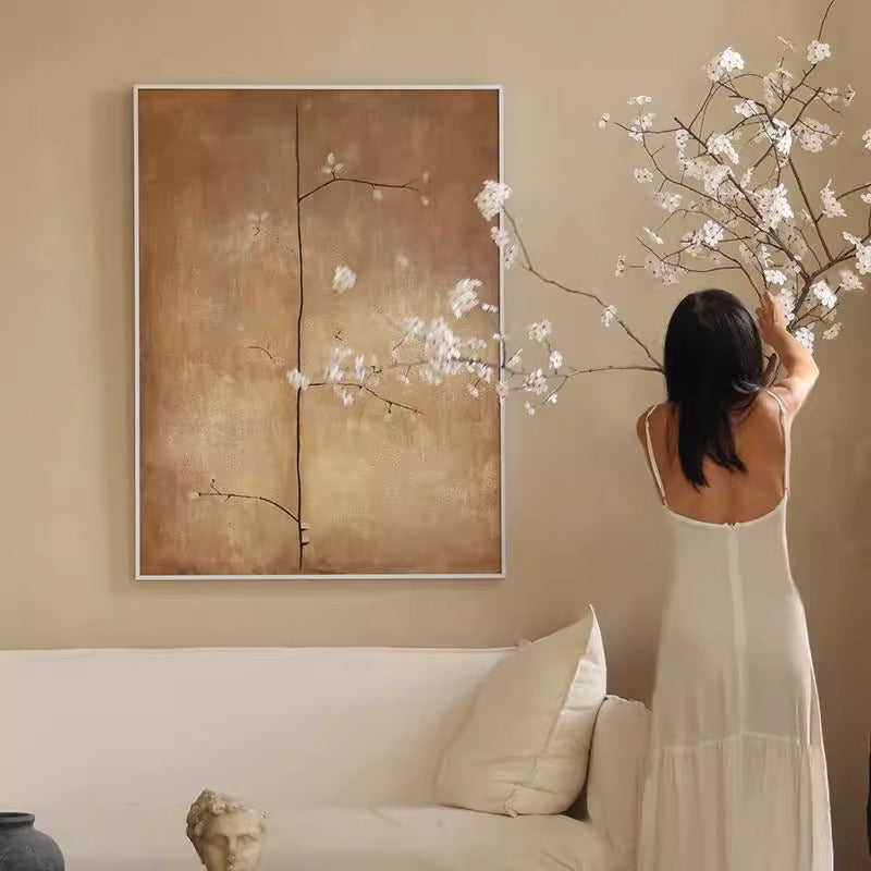 Rétro Wabi-Sabi style mur suspendu peinture décorative peinte à la main