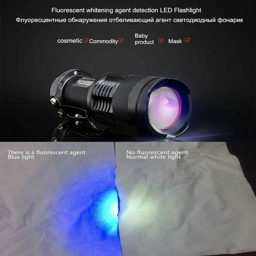 Lampe de poche UV Ultra Violet Lampe de poche portatif Petite lampe de poche 395nm Mini lumière Inspectio