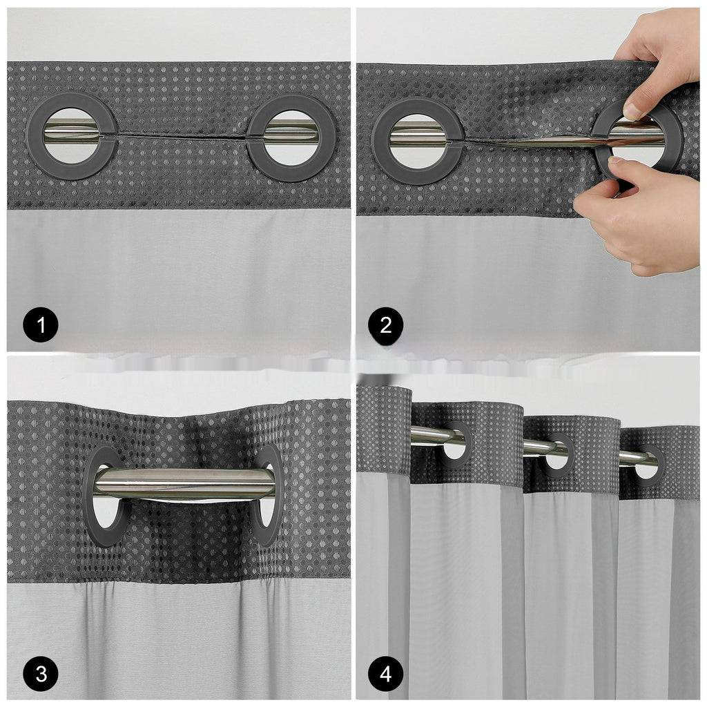 Rideau de douche à double couche en forme de gaufre, de couleur unie