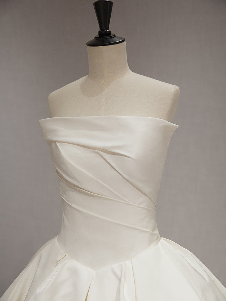 Tube satiné pour femme Top Simple Elegant style français Grande Tail Elegant Robe de mariée