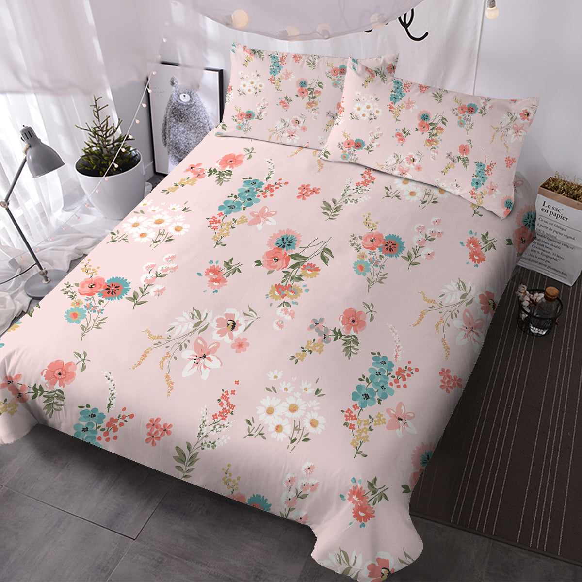 Ensemble de literie florale pour filles