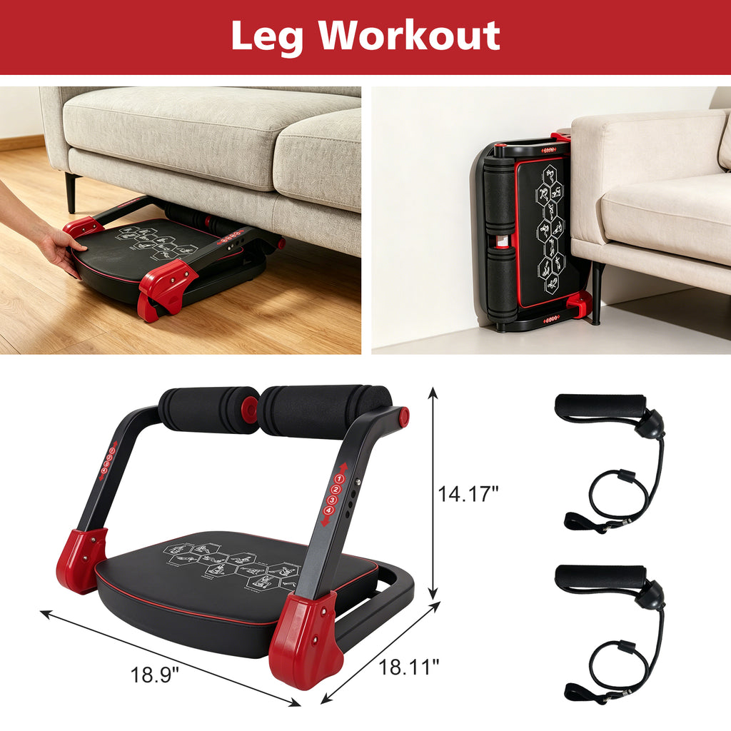 Ab Core Trainer Machine abdominale pour gymnastique domestique avec bandes de résistance Rouge