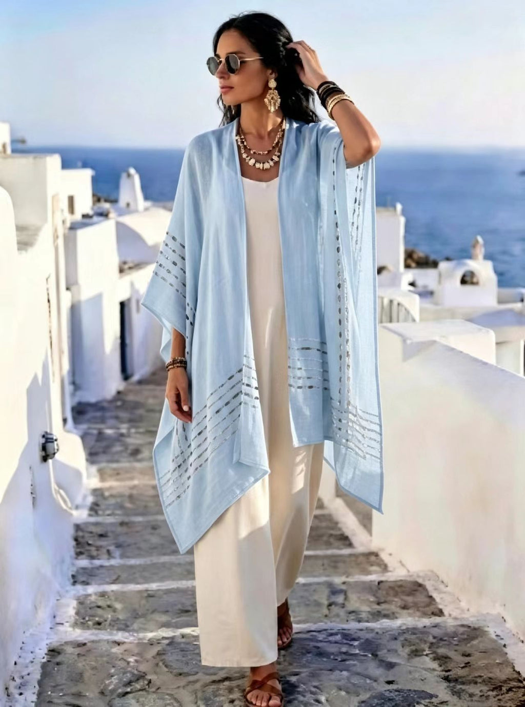 Nouveau style Sun-protective Shaw Womens Resort-style Knitted Cardigan