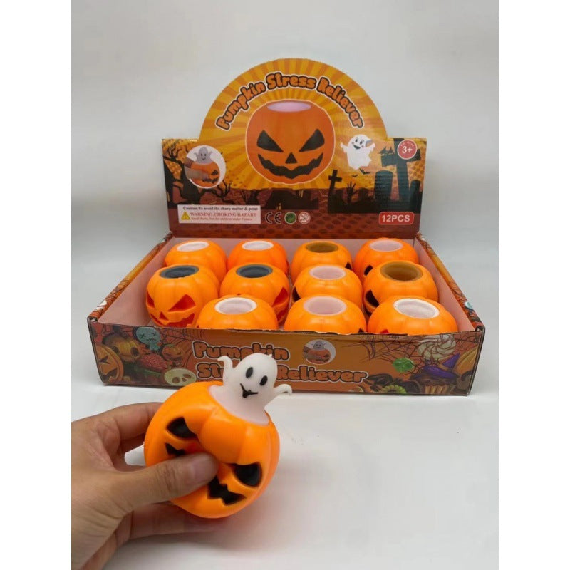 Jouet anti-stress de la citrouille de crâne d'Halloween