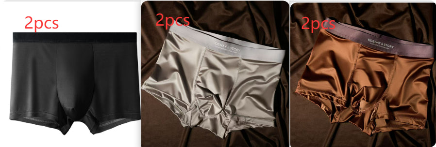 Ice Silk Hommes Sous-vêtements Light Luxury Satin Boxers