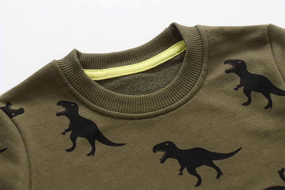 Vêtements d'automne pour enfants Manches longues Boy Cartoon Cotton Crew Chandail Col