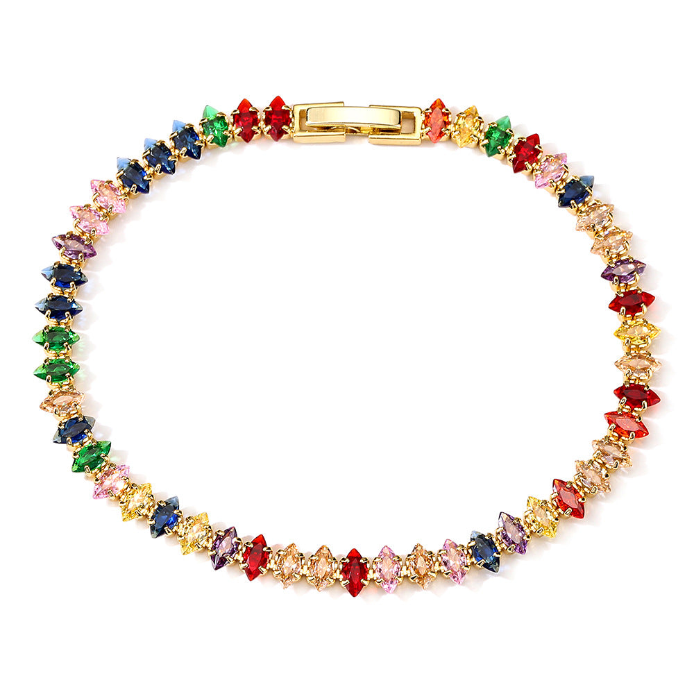 Femmes Rainbow Triangular Cubic Zirconia Bracelet de tennis