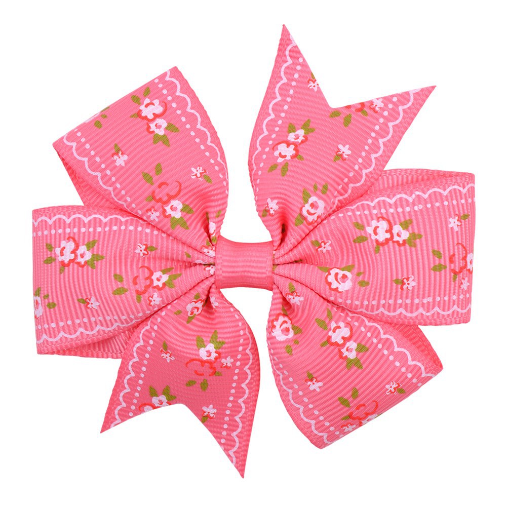 Imprimé Daisy Sunflower Dotted Rib with Fishtail Bow Baby Hair Clip