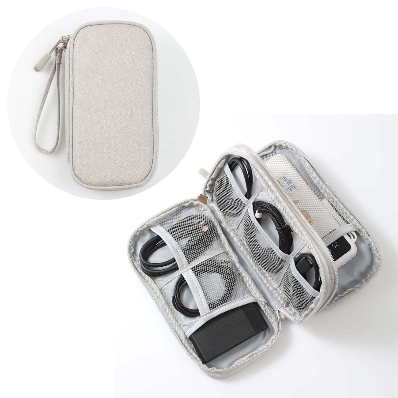 Sac de stockage d'alimentation mobile-double couche modèle-gris-1 pièce