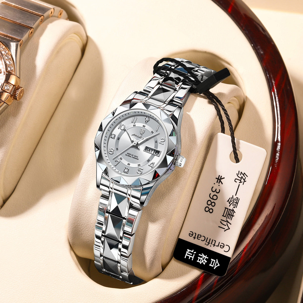 Montre à quartz féminine à double date étanche
