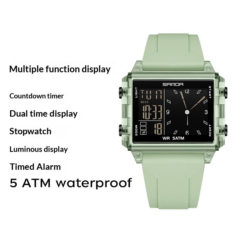 Montres de sport carrées avec écran électronique étanche