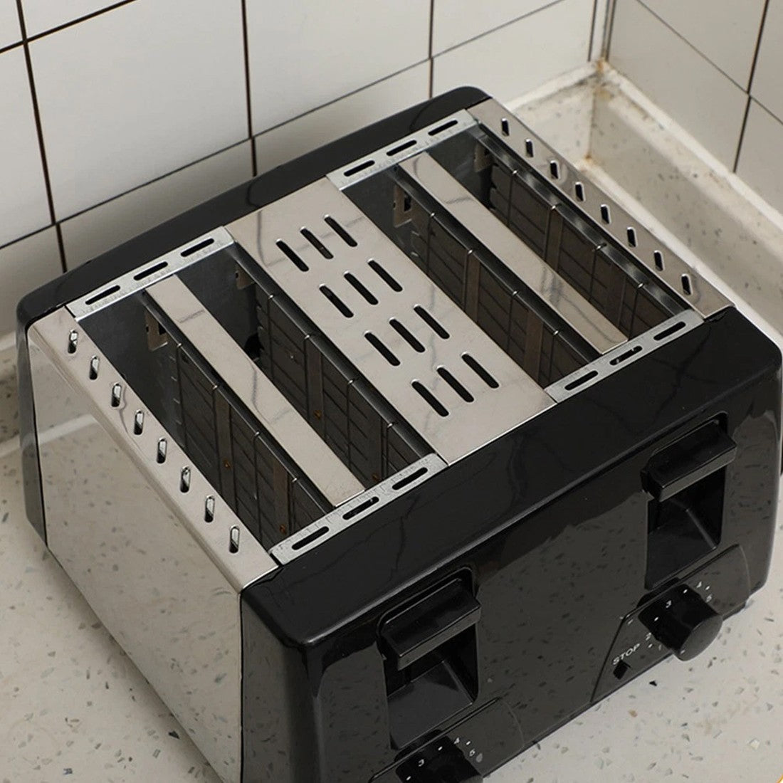 4 Slice extra large Fente avec défrost variable réchauffer le grille-pain noir Nouveau