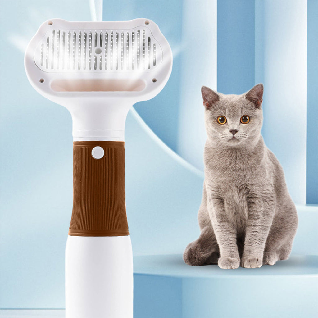 Sèche-cheveux pour animaux de compagnie avec brosse slicker faible bruit 600W 3 température réglable 3 en 1