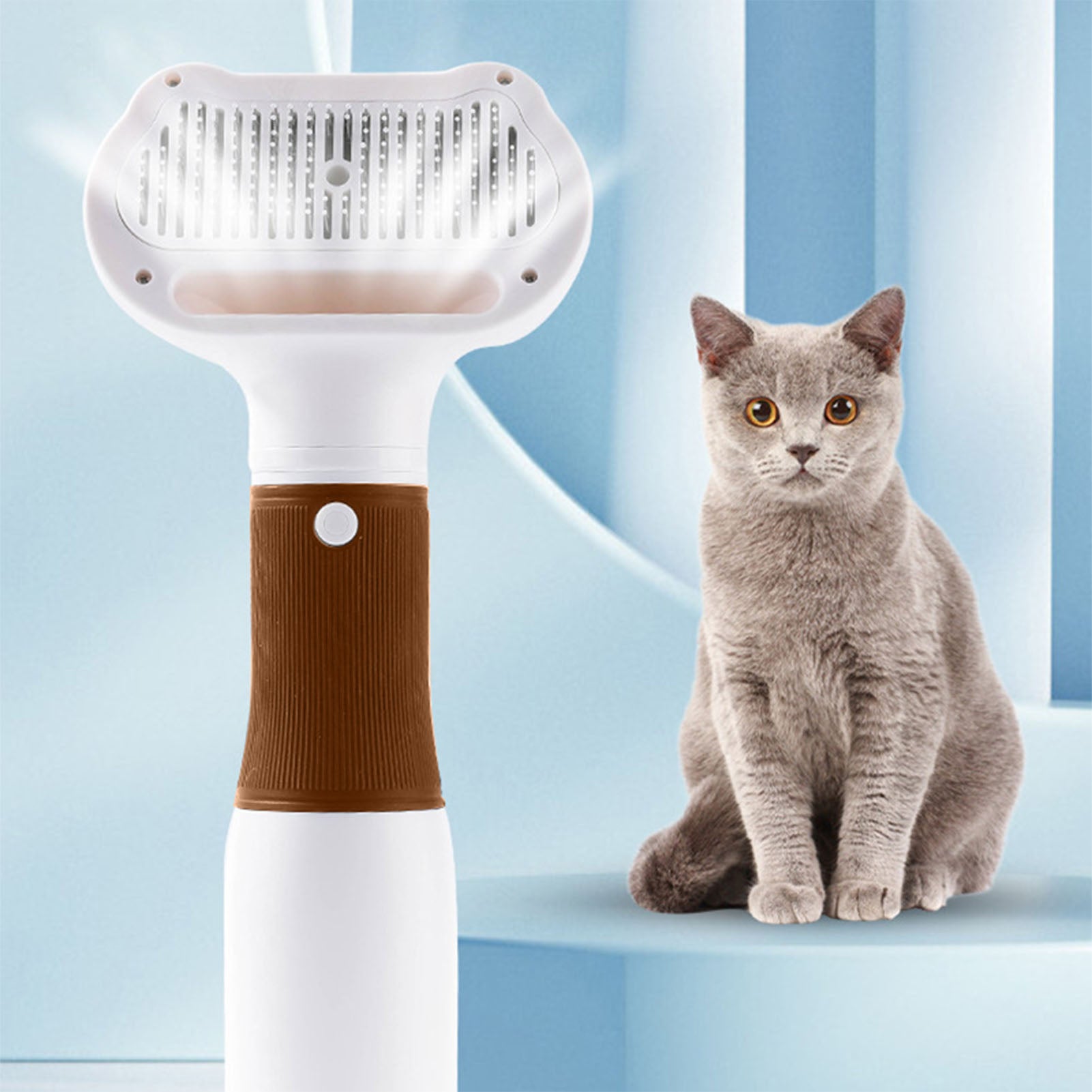 Sèche-cheveux pour animaux de compagnie avec brosse slicker faible bruit 600W 3 température réglable 3 en 1