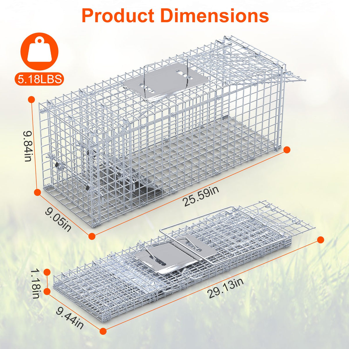 1Pc 25.59Inch Trap d'animaux vivants et humains pour la cage d'été de printemps
