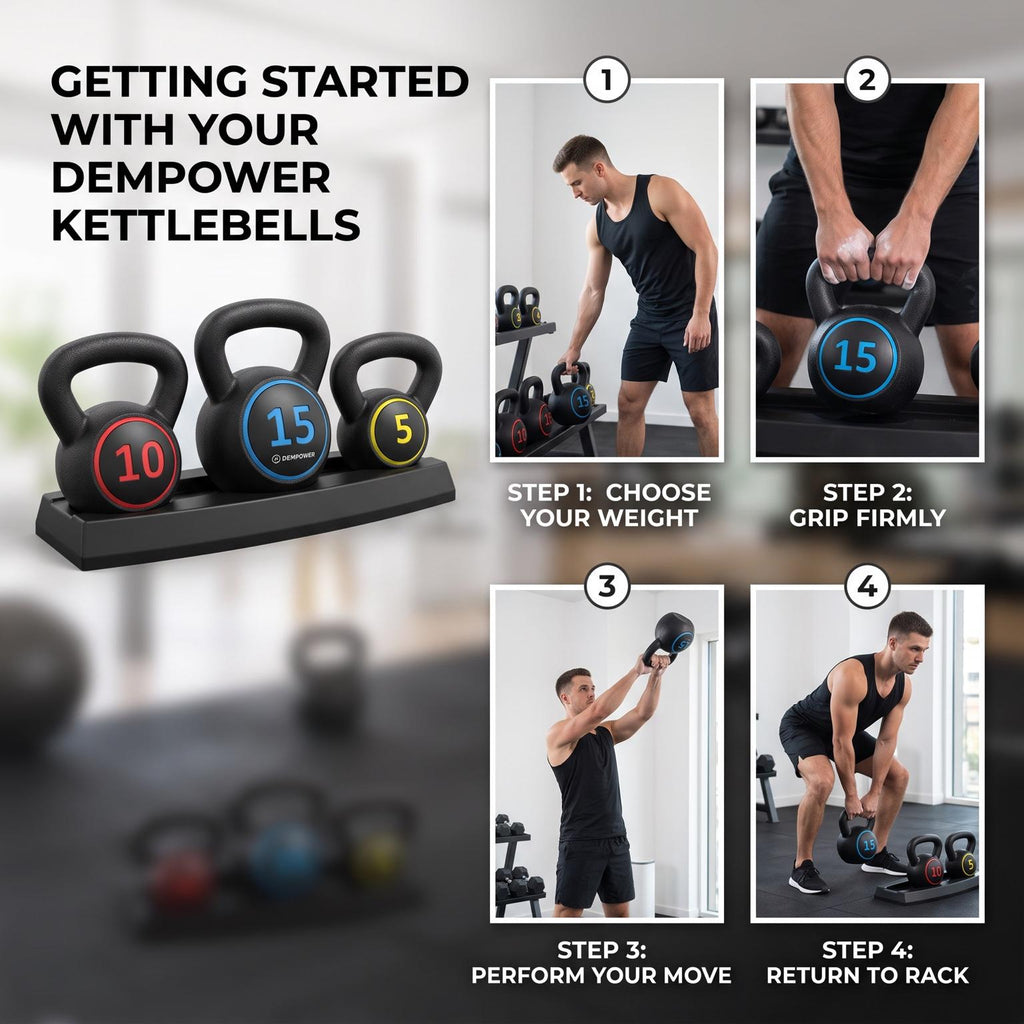 Set de kettlebell avec rack
