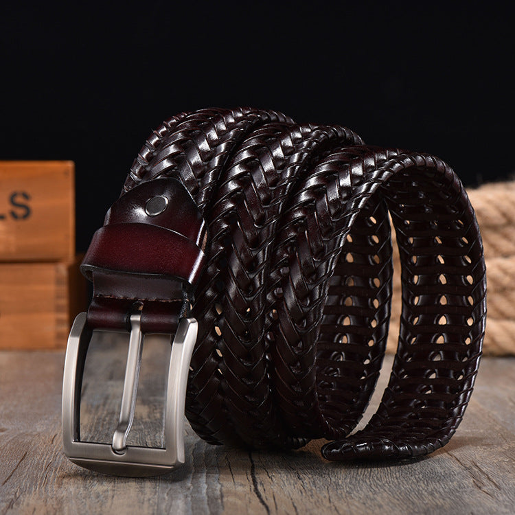 Ceinture en cuir vintage tissée à la main pour hommes