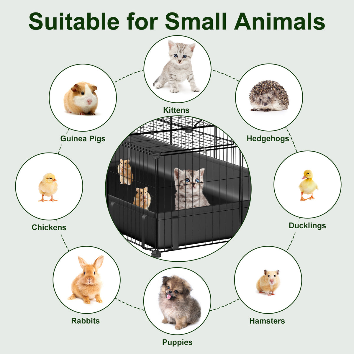 47x24x12IN Guinée Pig Cage Petit parc de jeux d'animaux Bricolage Boîtier pour animaux en métal avec 20 panneaux Wat