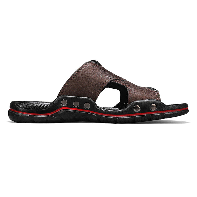 Sandales désodorisantes pour hommes en cuir véritable