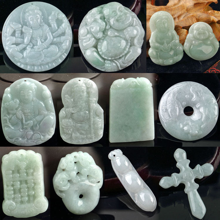 Jade Avalokitesvara Bouddha Pendentif Rien Carte Dragon Carte Paysage