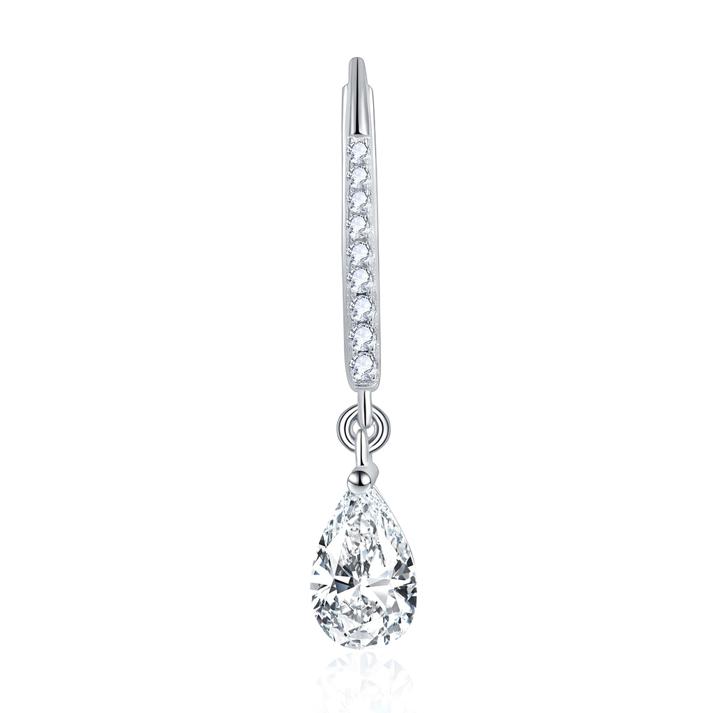 S925 Argent Sterling 5x8mm Poire coupée Moissanite Boucles d'oreilles Drop Teardrop avec Pave Hoo