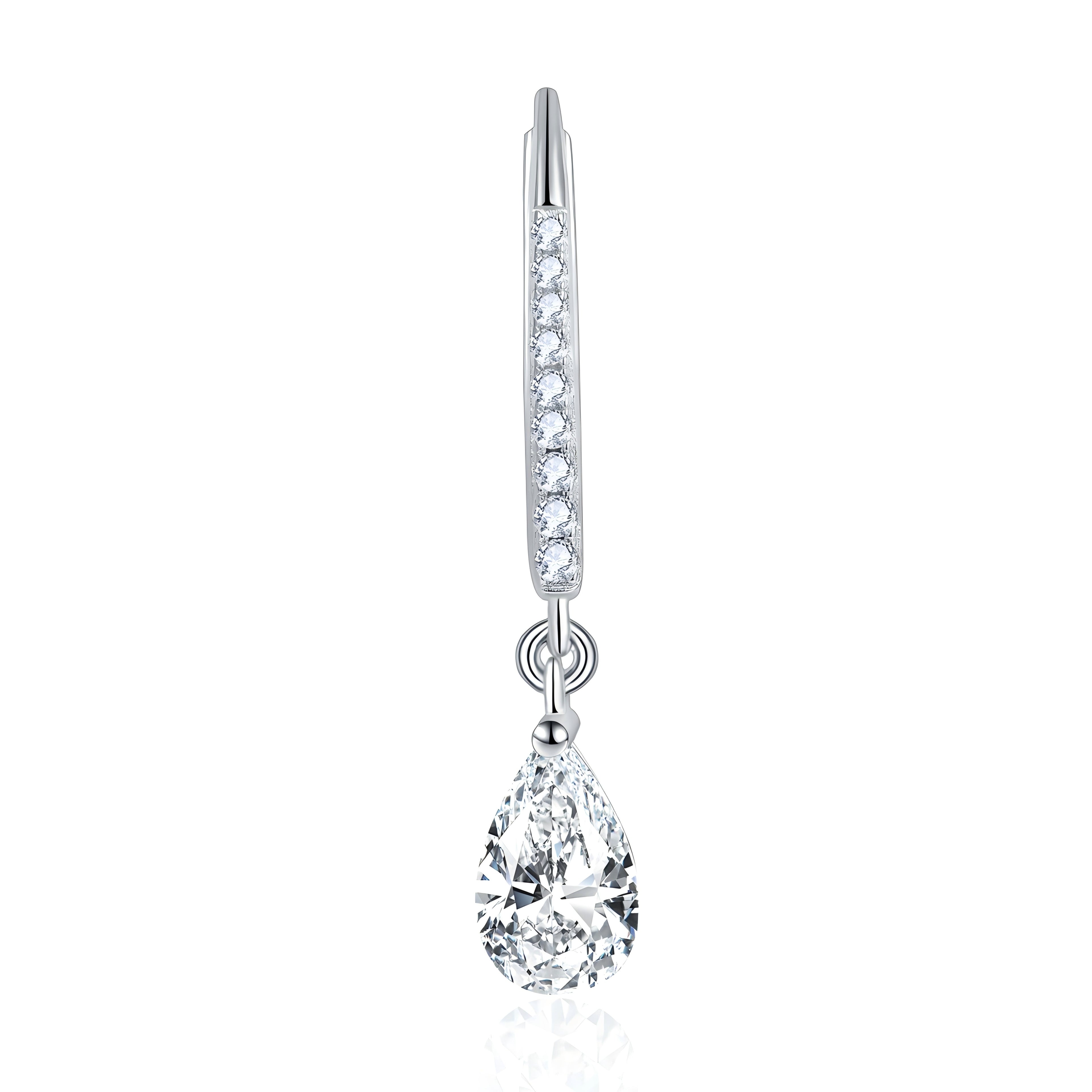 S925 Argent Sterling 5x8mm Poire coupée Moissanite Boucles d'oreilles Drop Teardrop avec Pave Hoo