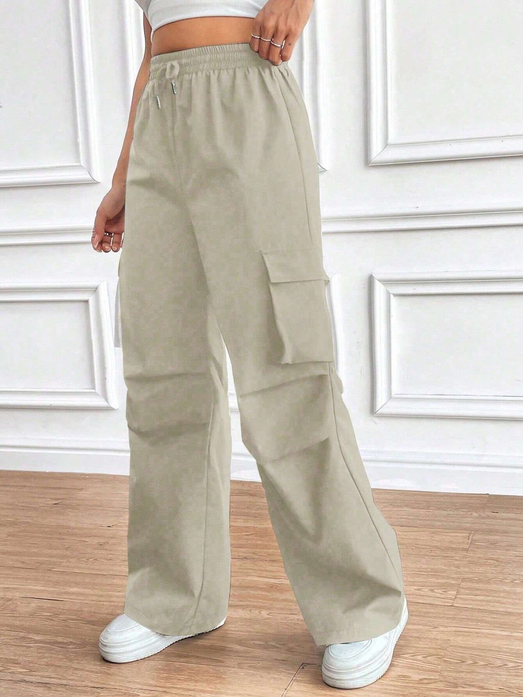 Spring And Summer Thin Elastic Waist Drawstring High Waist Cover Bag Design Loose Commuter
