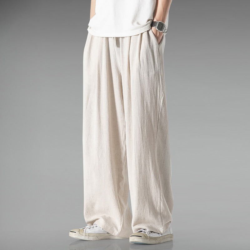 Léger Respirant Été Plus Taille Loose Droite Large Jambe coton et Lin Casual Pa