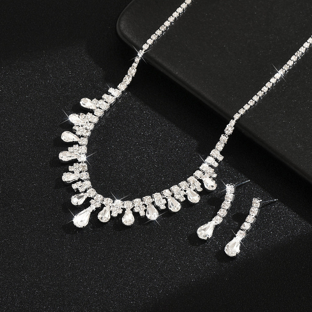 Femmes 2 Pcs V en forme de chute d'eau Teardrop Strass Set de bijoux