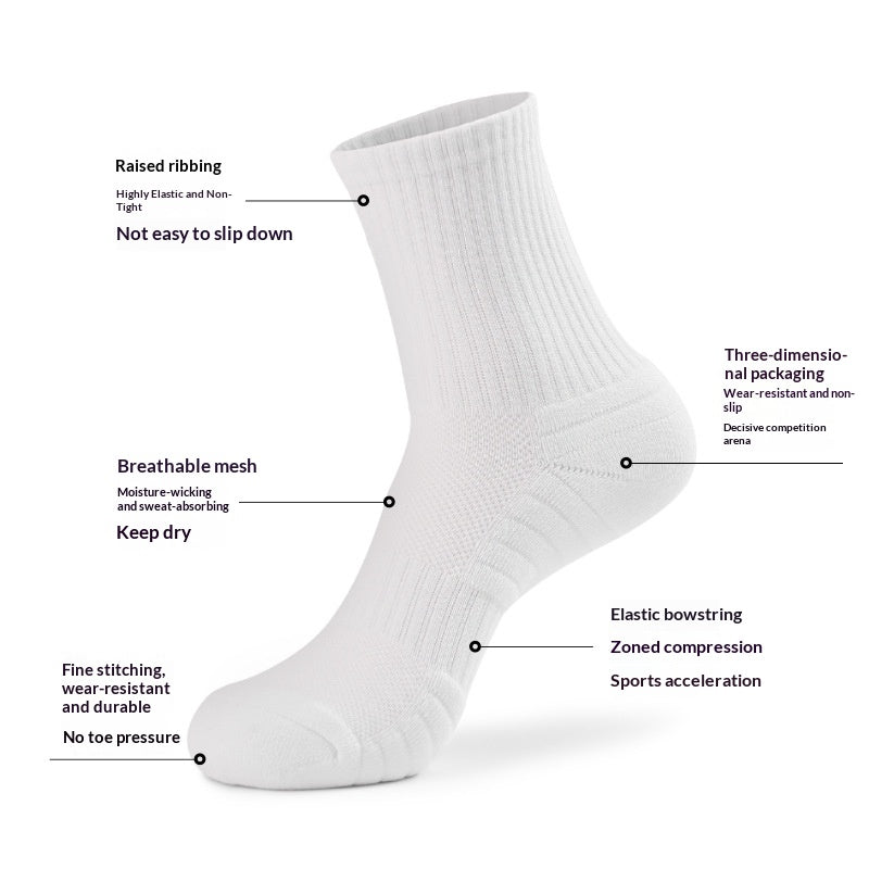 Chaussettes de sport en coton pur avec une semelle essoufflée