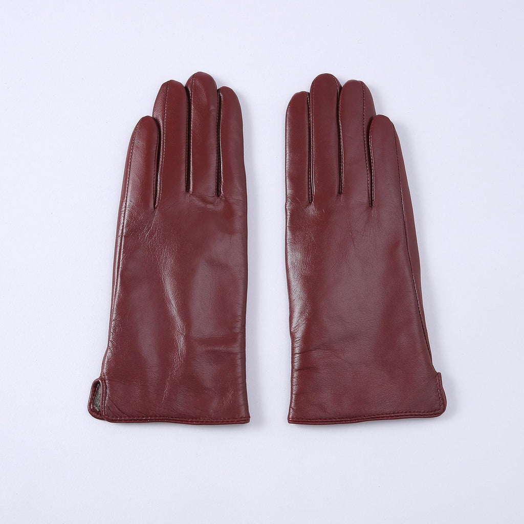 Gants en cuir thermique à couleurs solides pour femmes