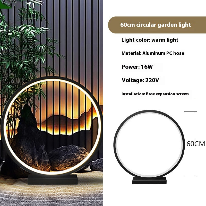 Courtyard pelouse lampe extérieur étanche simple anneau rond lampe de paysage