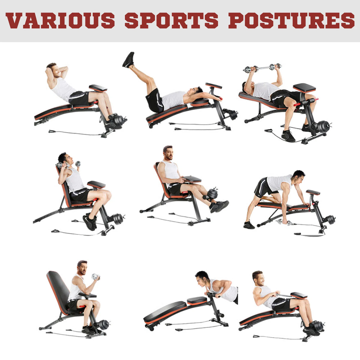 Banc de presse pliable Dumbbell réglable