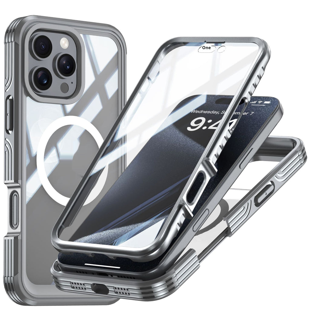 Applicable au boîtier de téléphone transparent trois-proof magnétique extérieur anti-chute Shell