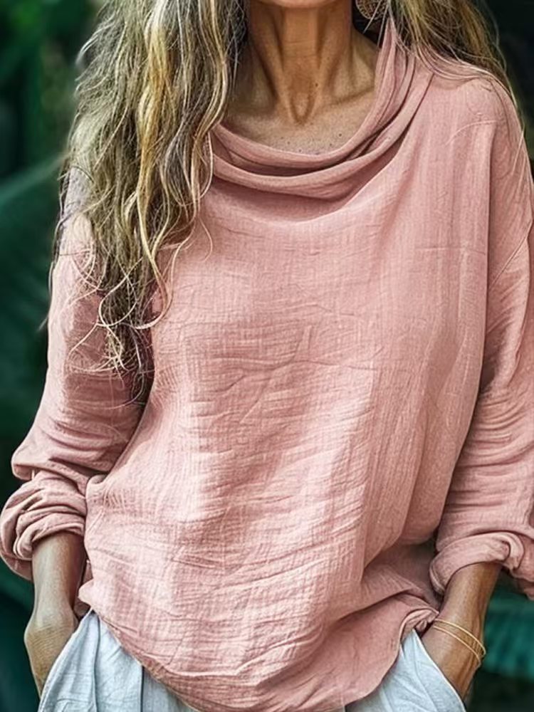 European and American Spring Women's Casual Loose Fashion Long Sleeved Solid Color Pile Co
