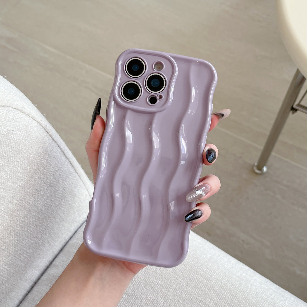 Applicable Electroplating 3-dimensional Wave Stripe Phone Case Protection anti-goutte