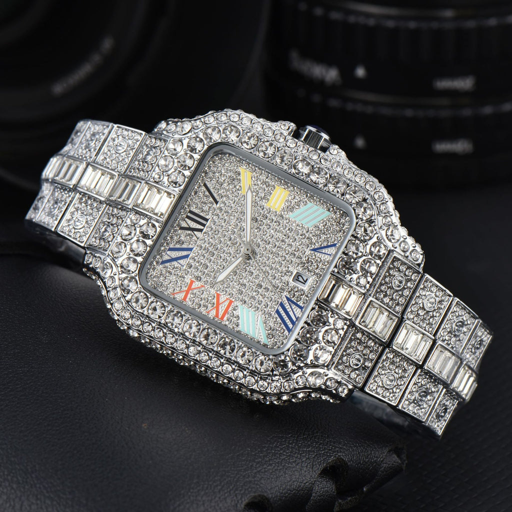 Men's Square Fashion Full Diamond Watch