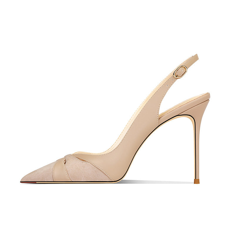 Sandales stiletto pointues confortables avec un orteil fermé et une boucle de cheville strappy