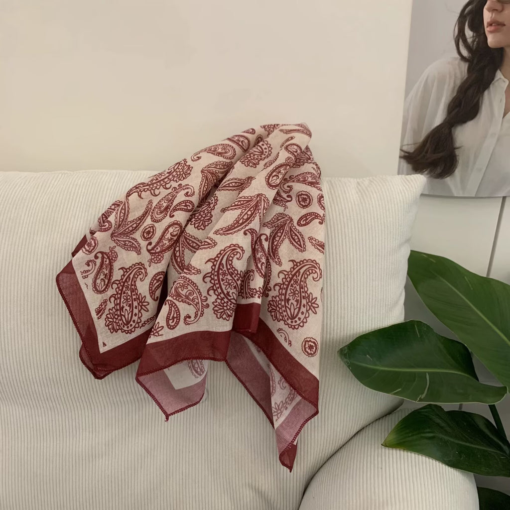 Écharpe carrée en coton et en coton de style coréen pour femmes
